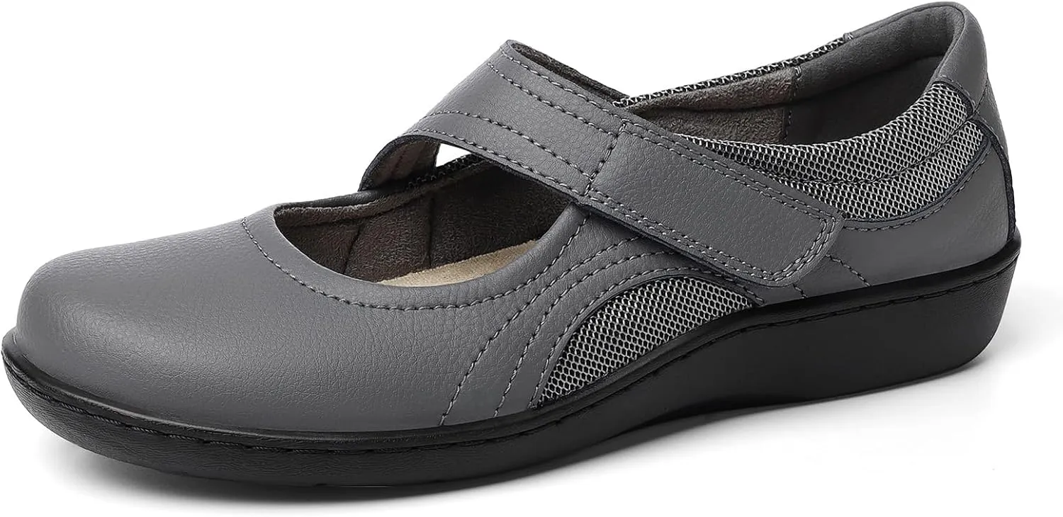 Women's Classic Comfort Mary Jane Flats Fashion Casual Dress Shoes Cute Closed Toe Slip On Lightweight Breathable Walking Shoes