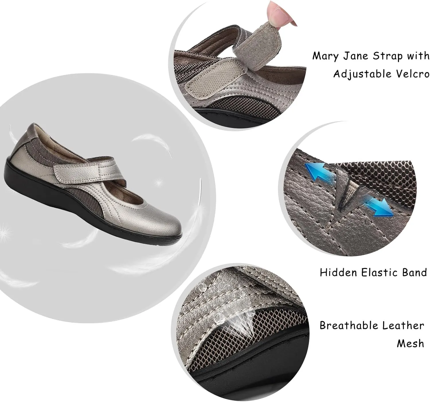 Women's Classic Comfort Mary Jane Flats Fashion Casual Dress Shoes Cute Closed Toe Slip On Lightweight Breathable Walking Shoes