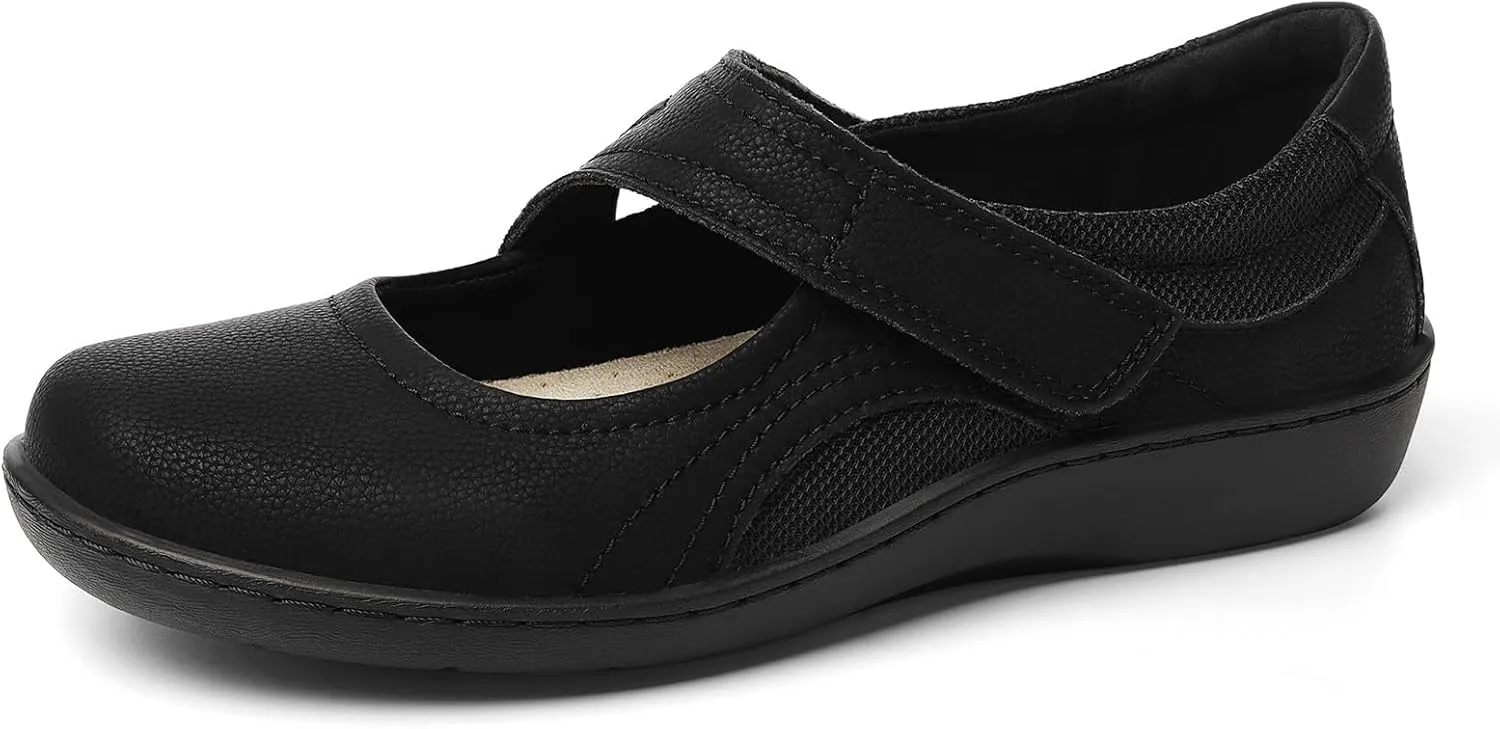 Women's Classic Comfort Mary Jane Flats Fashion Casual Dress Shoes Cute Closed Toe Slip On Lightweight Breathable Walking Shoes