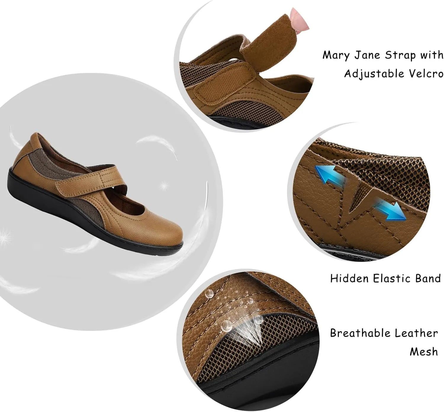 Women's Classic Comfort Mary Jane Flats Fashion Casual Dress Shoes Cute Closed Toe Slip On Lightweight Breathable Walking Shoes