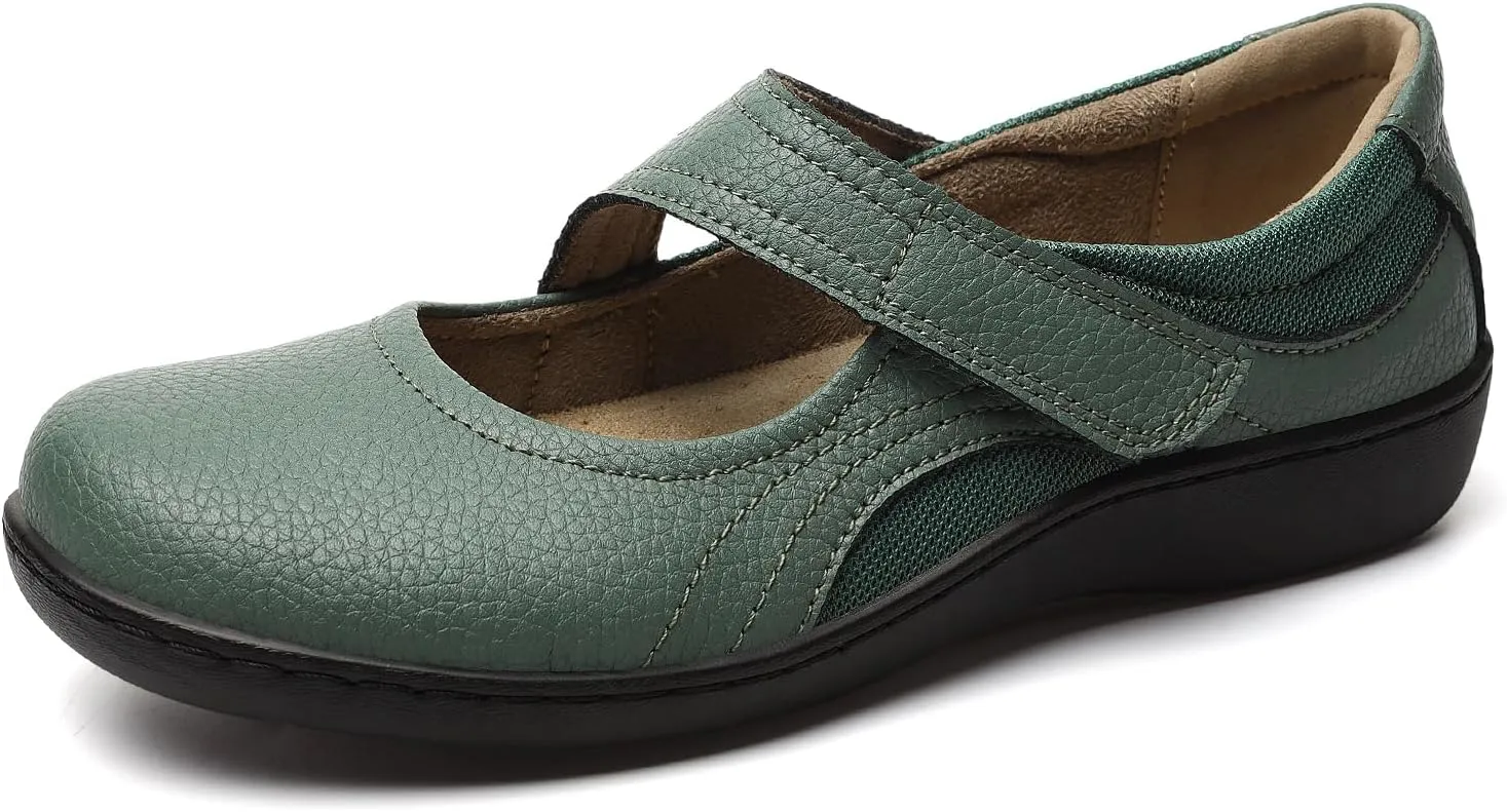 Women's Classic Comfort Mary Jane Flats Fashion Casual Dress Shoes Cute Closed Toe Slip On Lightweight Breathable Walking Shoes