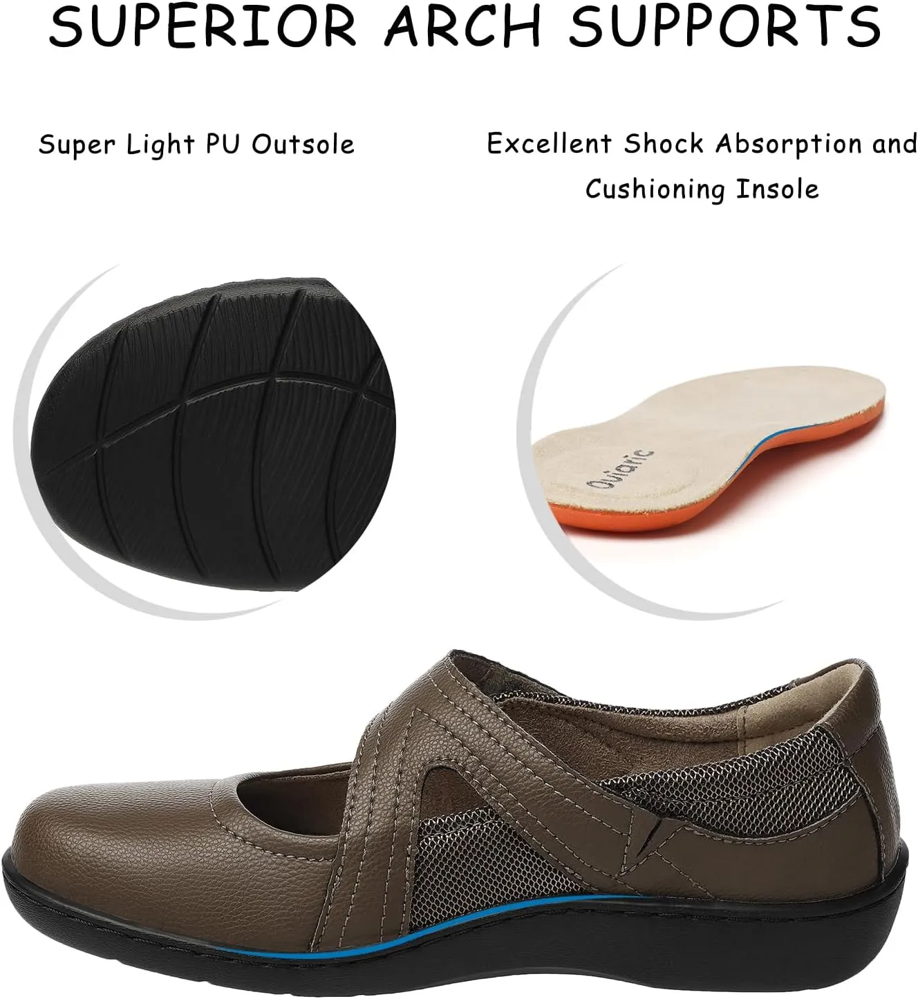 Women's Classic Comfort Mary Jane Flats Fashion Casual Dress Shoes Cute Closed Toe Slip On Lightweight Breathable Walking Shoes