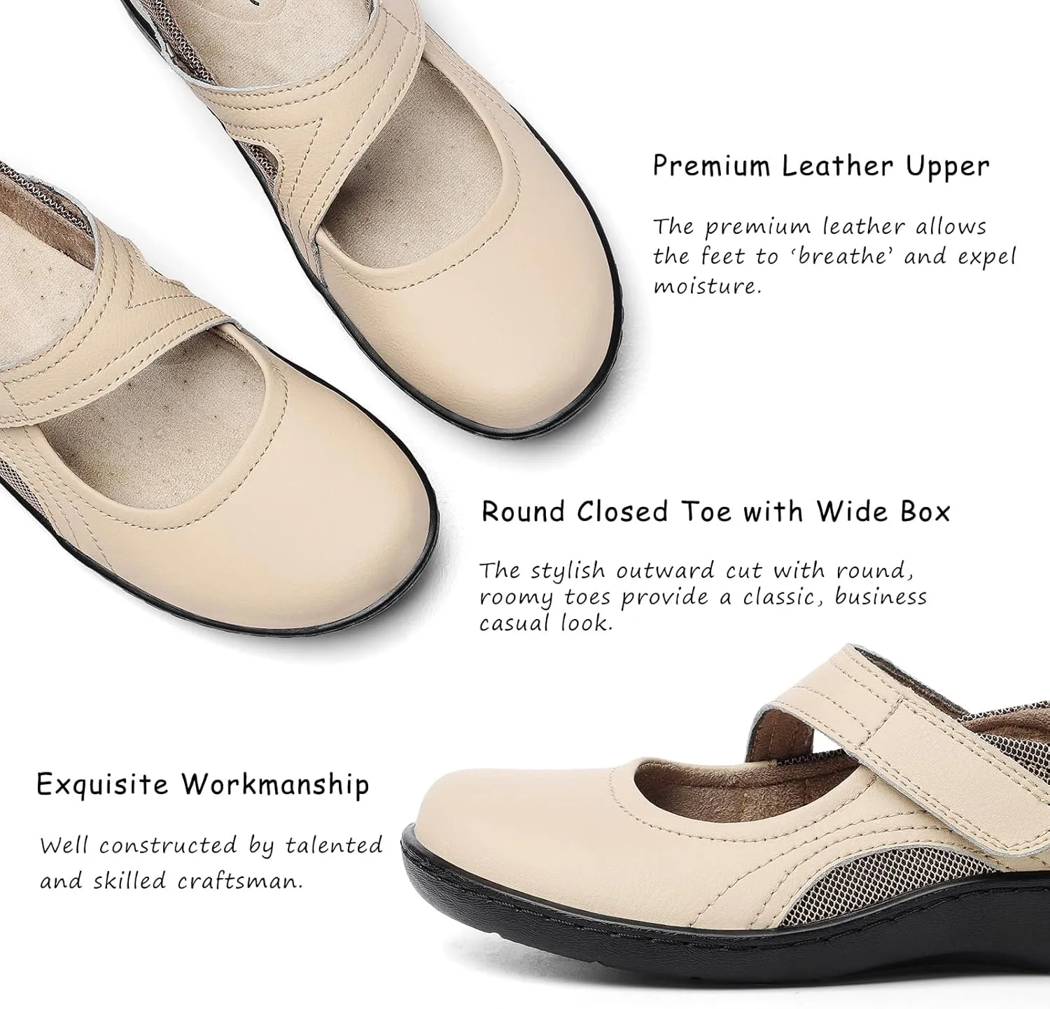 Women's Classic Comfort Mary Jane Flats Fashion Casual Dress Shoes Cute Closed Toe Slip On Lightweight Breathable Walking Shoes