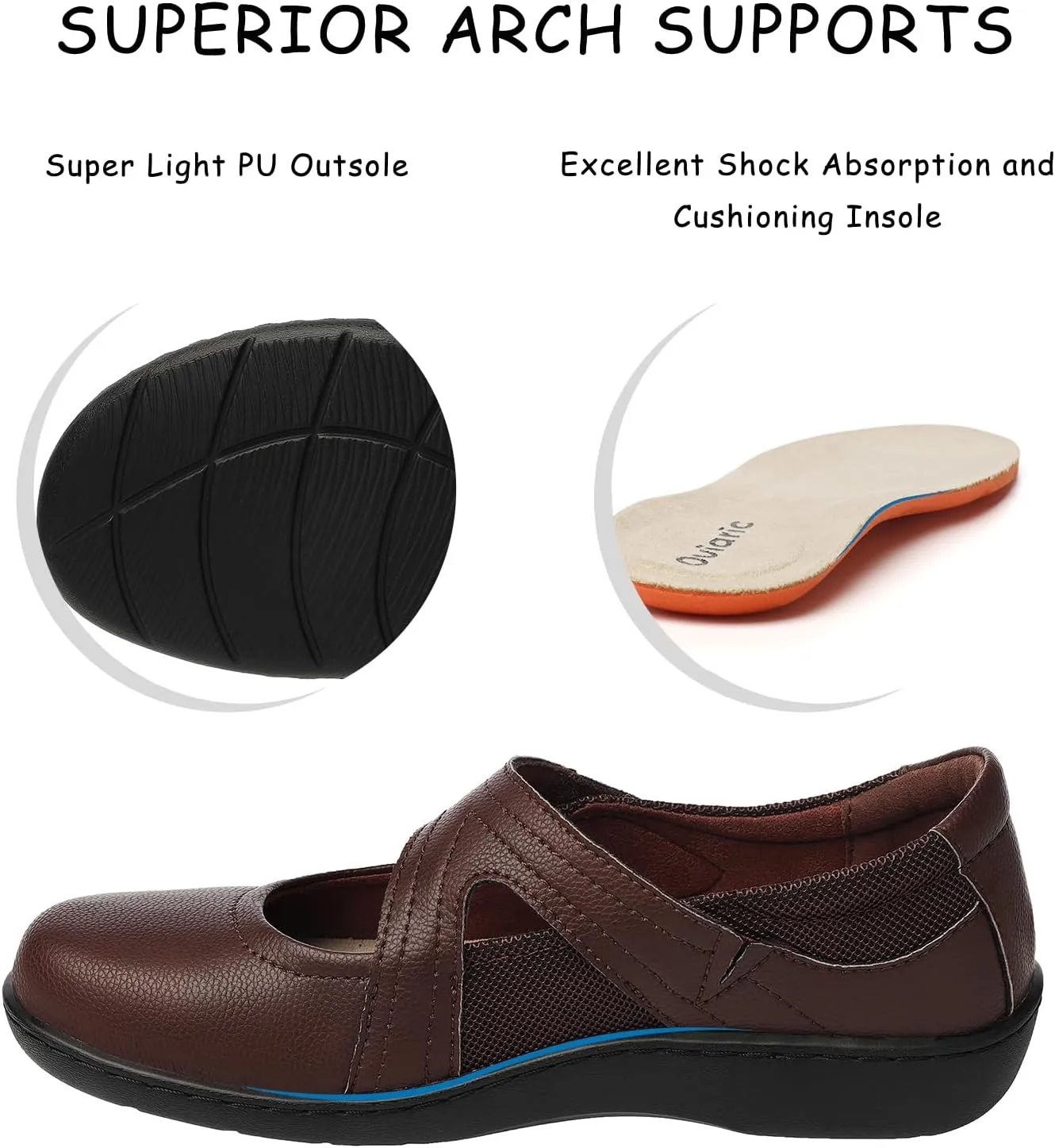 Women's Classic Comfort Mary Jane Flats Fashion Casual Dress Shoes Cute Closed Toe Slip On Lightweight Breathable Walking Shoes