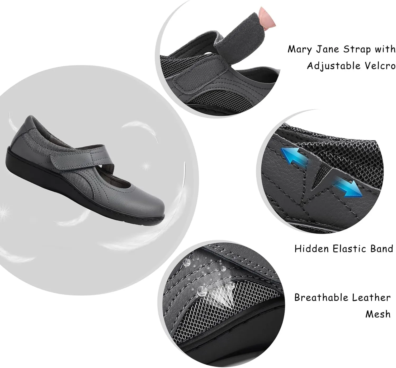 Women's Classic Comfort Mary Jane Flats Fashion Casual Dress Shoes Cute Closed Toe Slip On Lightweight Breathable Walking Shoes