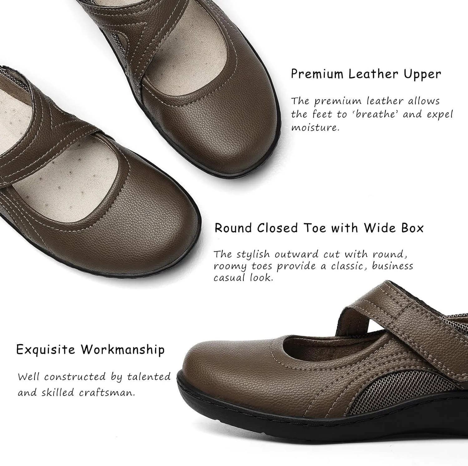 Women's Classic Comfort Mary Jane Flats Fashion Casual Dress Shoes Cute Closed Toe Slip On Lightweight Breathable Walking Shoes