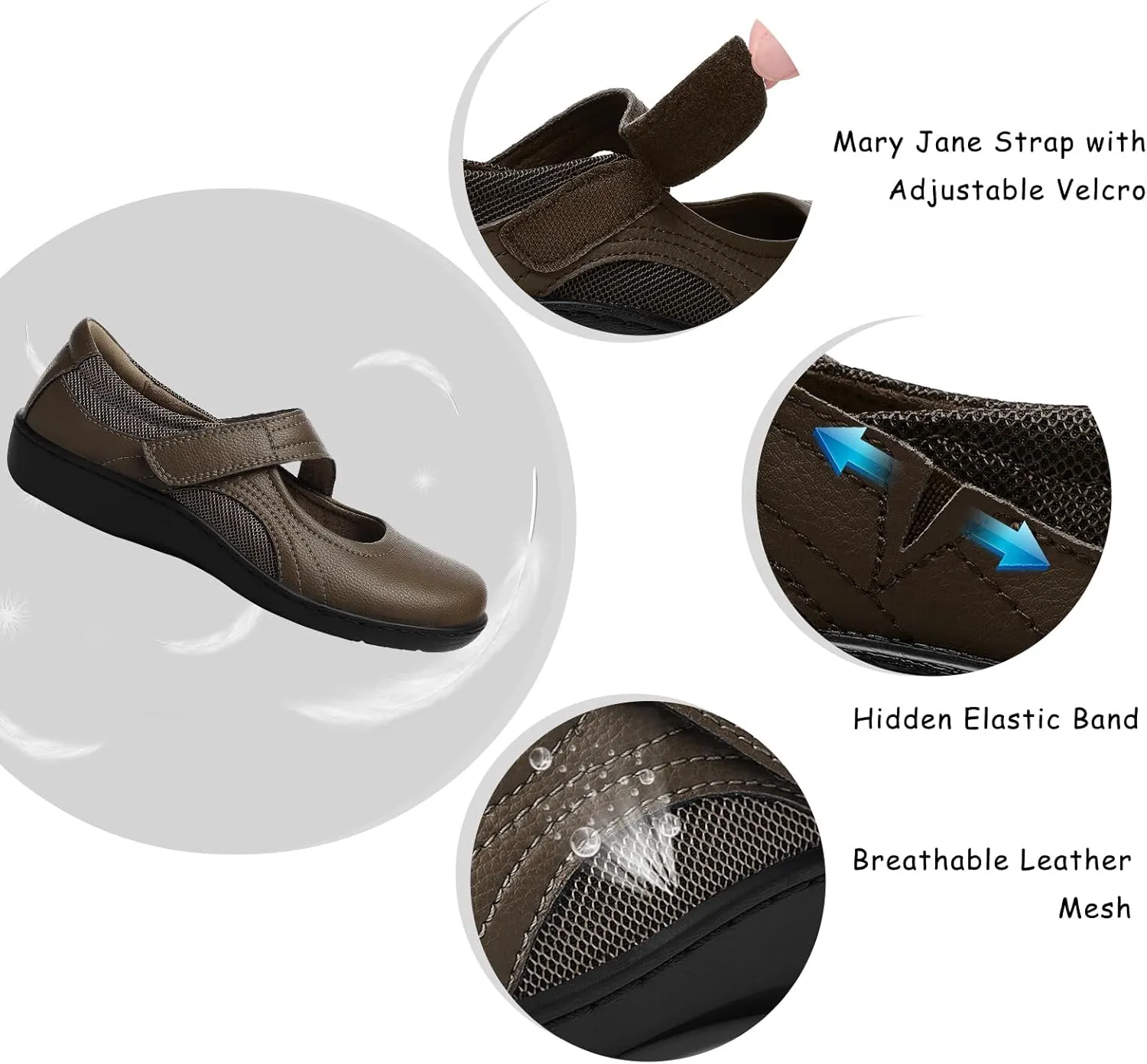 Women's Classic Comfort Mary Jane Flats Fashion Casual Dress Shoes Cute Closed Toe Slip On Lightweight Breathable Walking Shoes