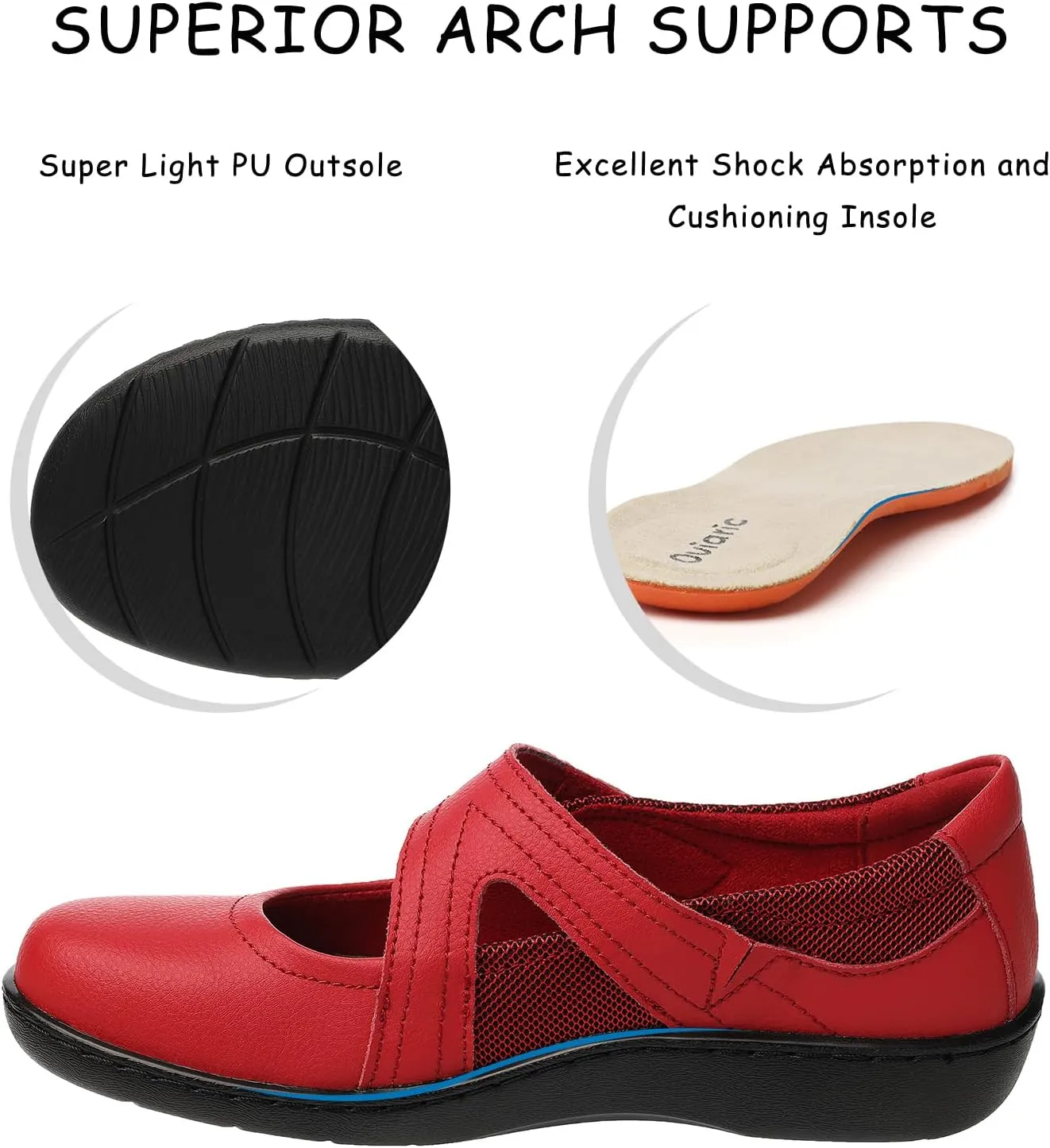 Women's Classic Comfort Mary Jane Flats Fashion Casual Dress Shoes Cute Closed Toe Slip On Lightweight Breathable Walking Shoes