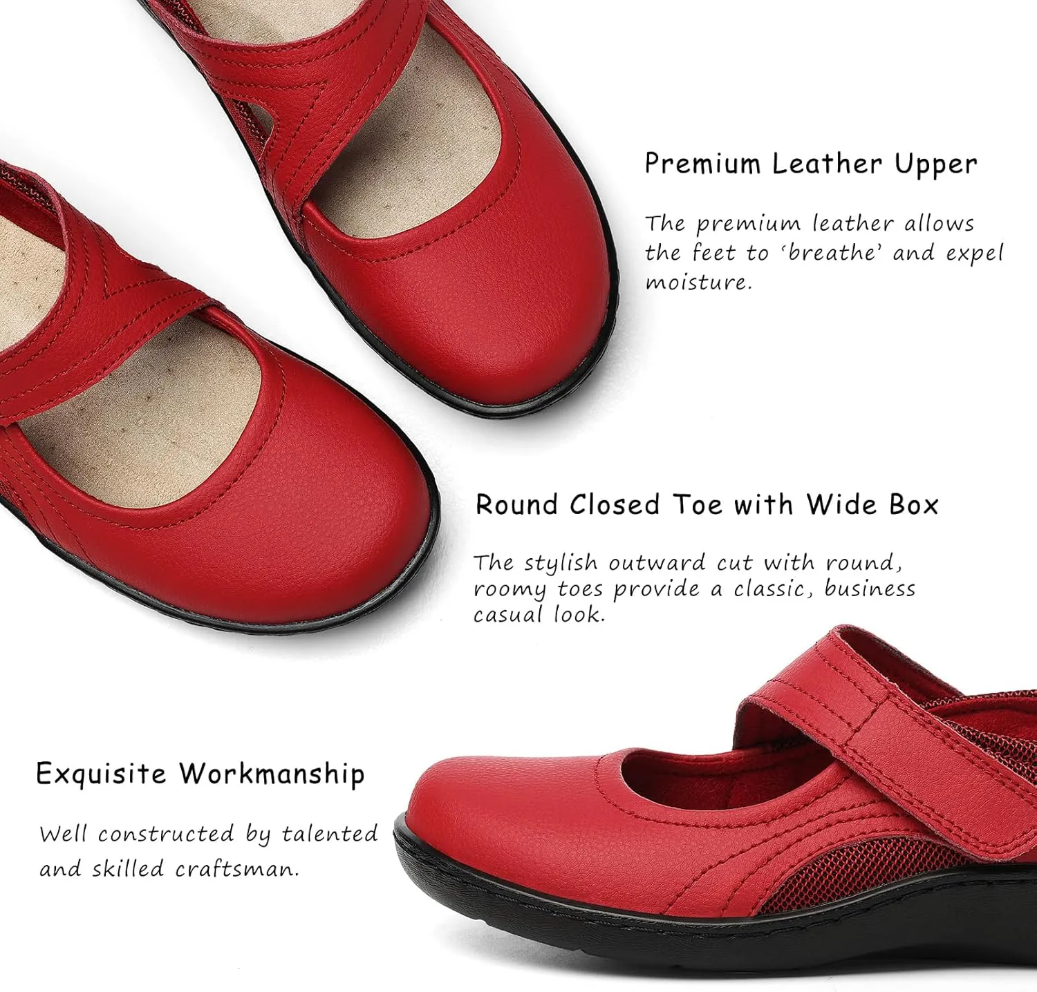 Women's Classic Comfort Mary Jane Flats Fashion Casual Dress Shoes Cute Closed Toe Slip On Lightweight Breathable Walking Shoes