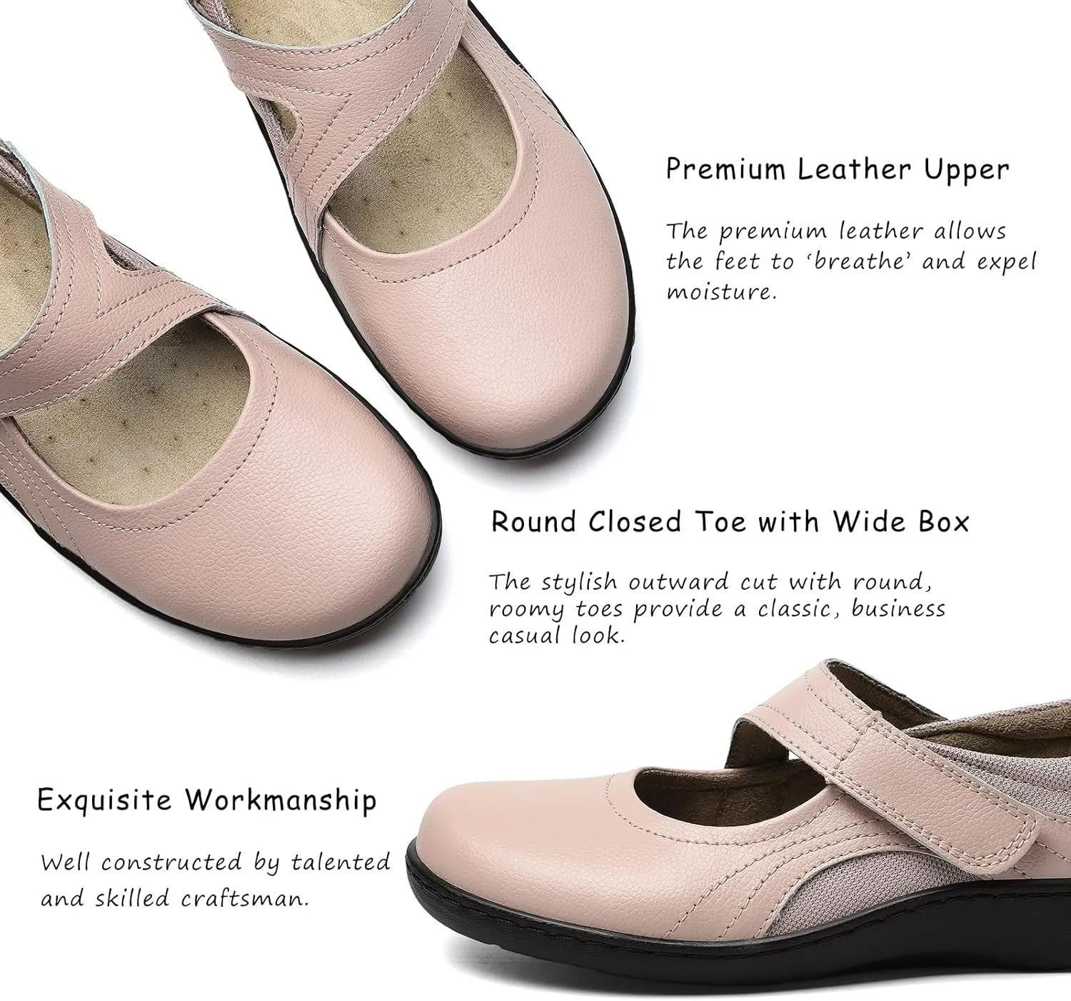 Women's Classic Comfort Mary Jane Flats Fashion Casual Dress Shoes Cute Closed Toe Slip On Lightweight Breathable Walking Shoes