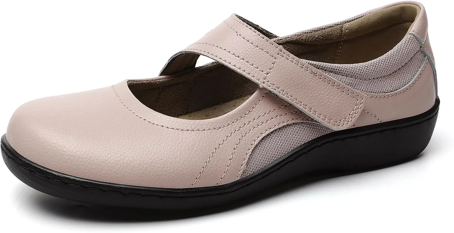 Women's Classic Comfort Mary Jane Flats Fashion Casual Dress Shoes Cute Closed Toe Slip On Lightweight Breathable Walking Shoes