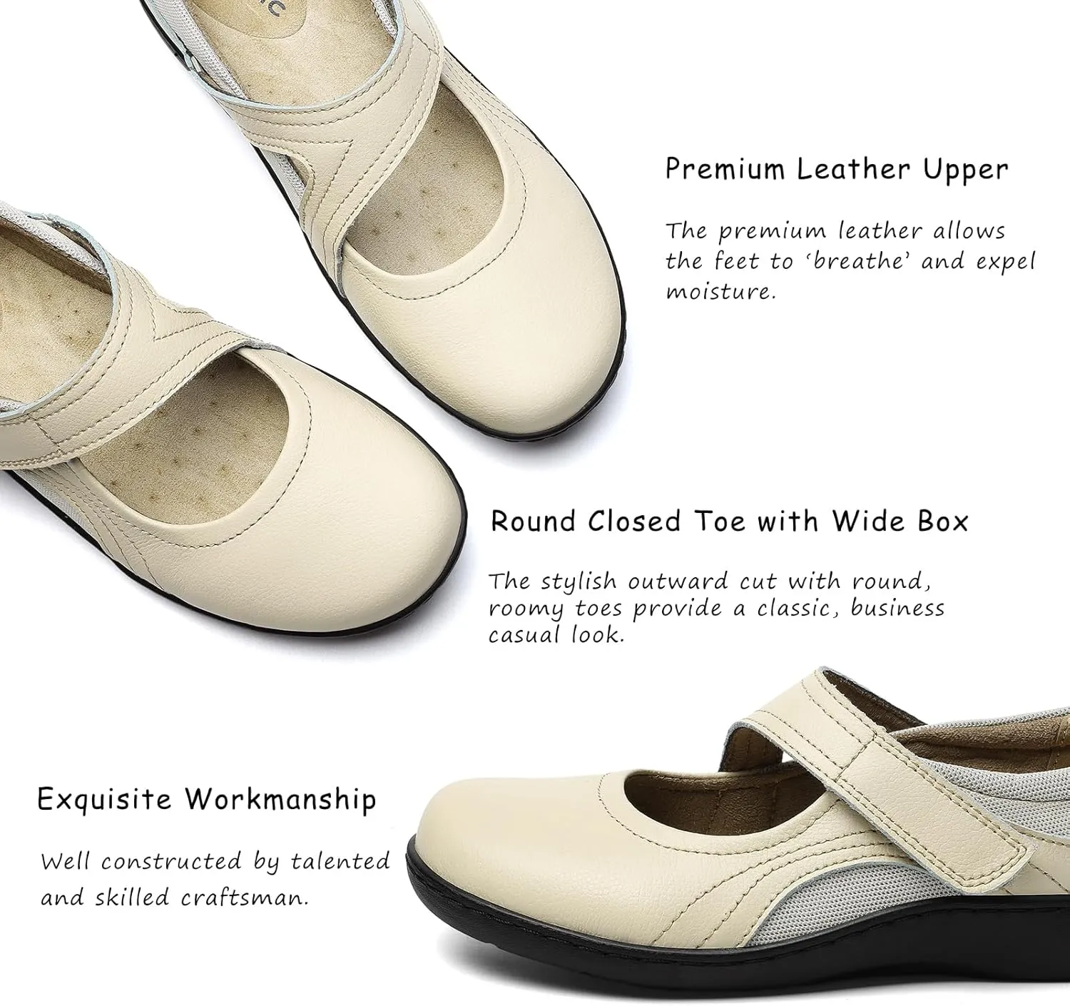 Women's Classic Comfort Mary Jane Flats Fashion Casual Dress Shoes Cute Closed Toe Slip On Lightweight Breathable Walking Shoes