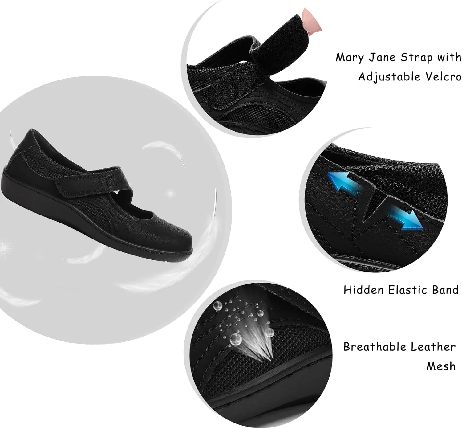 Women's Classic Comfort Mary Jane Flats Fashion Casual Dress Shoes Cute Closed Toe Slip On Lightweight Breathable Walking Shoes
