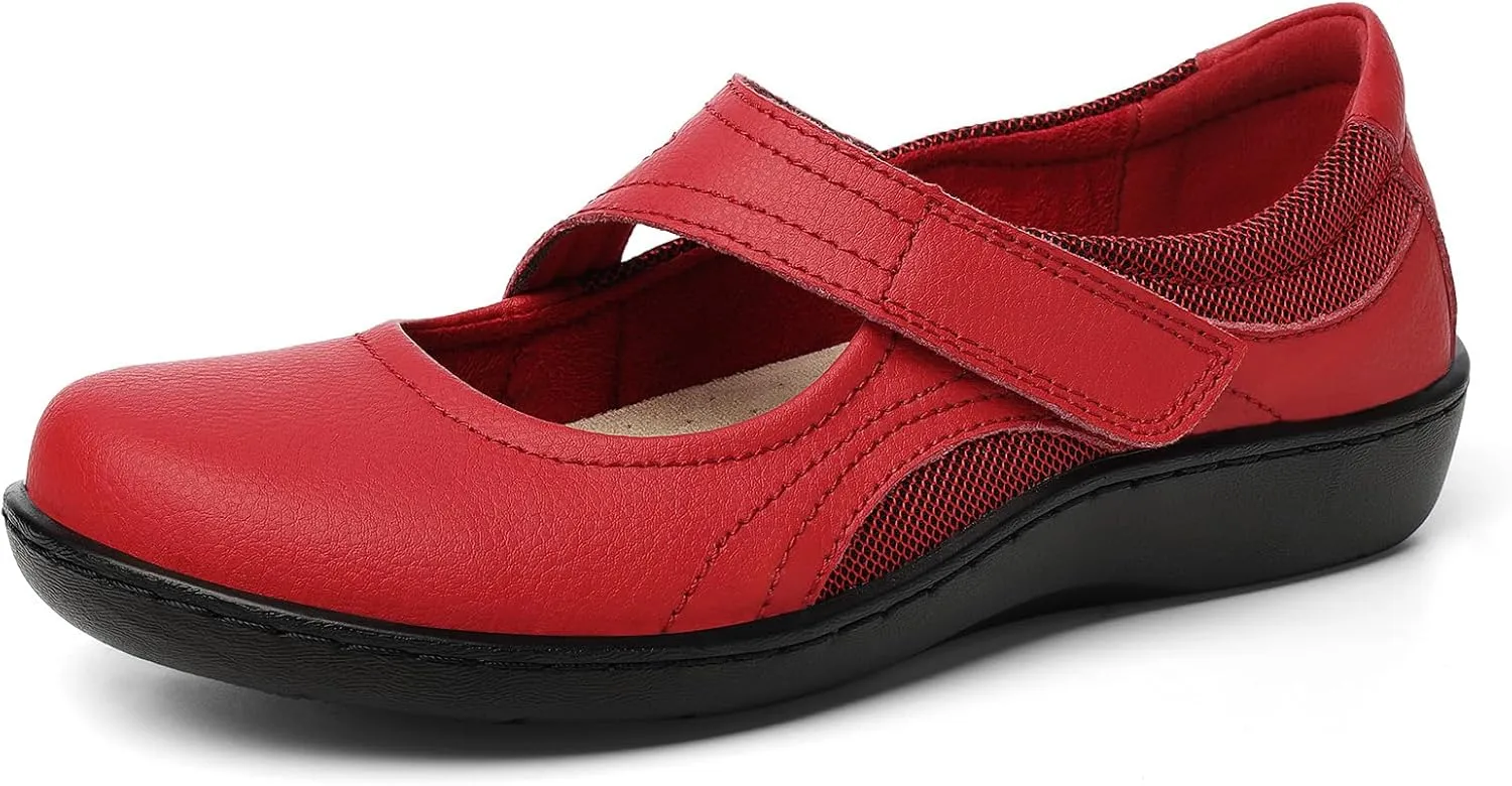 Women's Classic Comfort Mary Jane Flats Fashion Casual Dress Shoes Cute Closed Toe Slip On Lightweight Breathable Walking Shoes