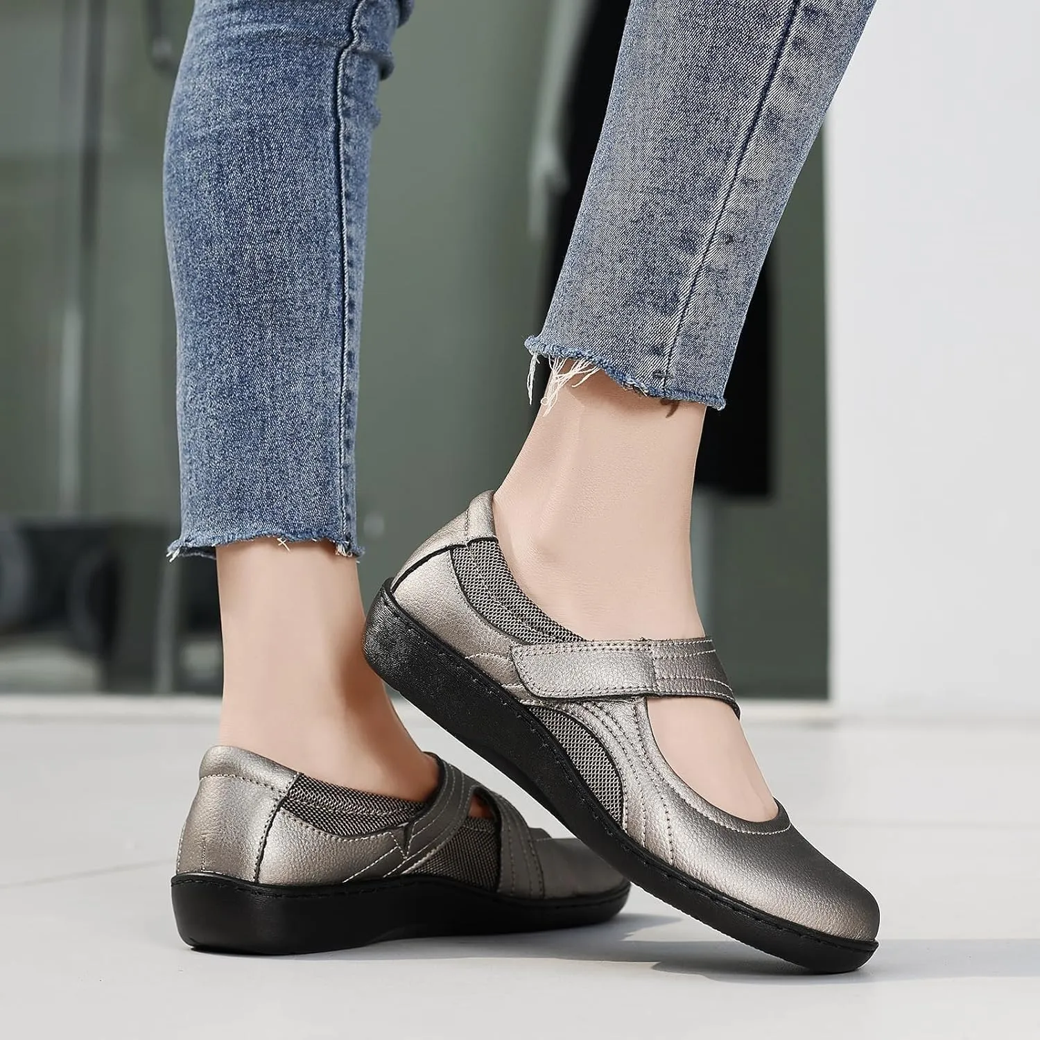 Women's Classic Comfort Mary Jane Flats Fashion Casual Dress Shoes Cute Closed Toe Slip On Lightweight Breathable Walking Shoes