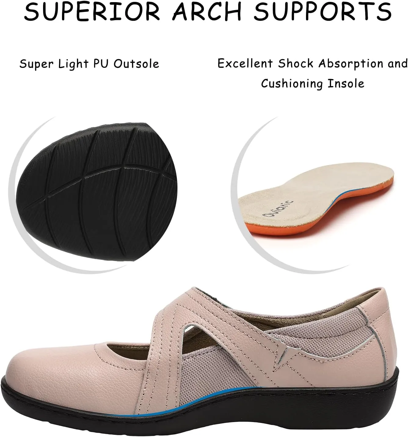 Women's Classic Comfort Mary Jane Flats Fashion Casual Dress Shoes Cute Closed Toe Slip On Lightweight Breathable Walking Shoes