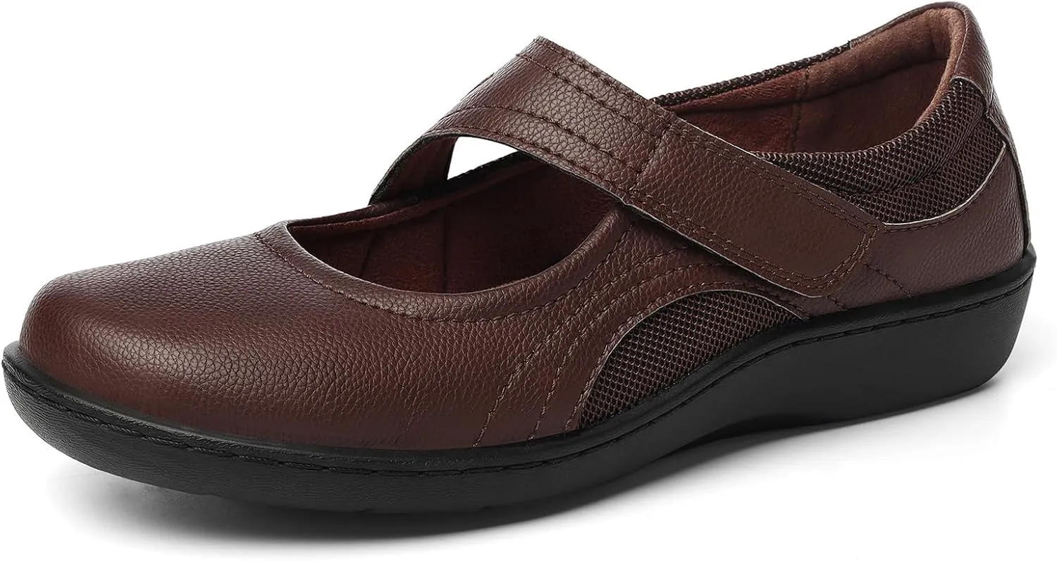 Women's Classic Comfort Mary Jane Flats Fashion Casual Dress Shoes Cute Closed Toe Slip On Lightweight Breathable Walking Shoes