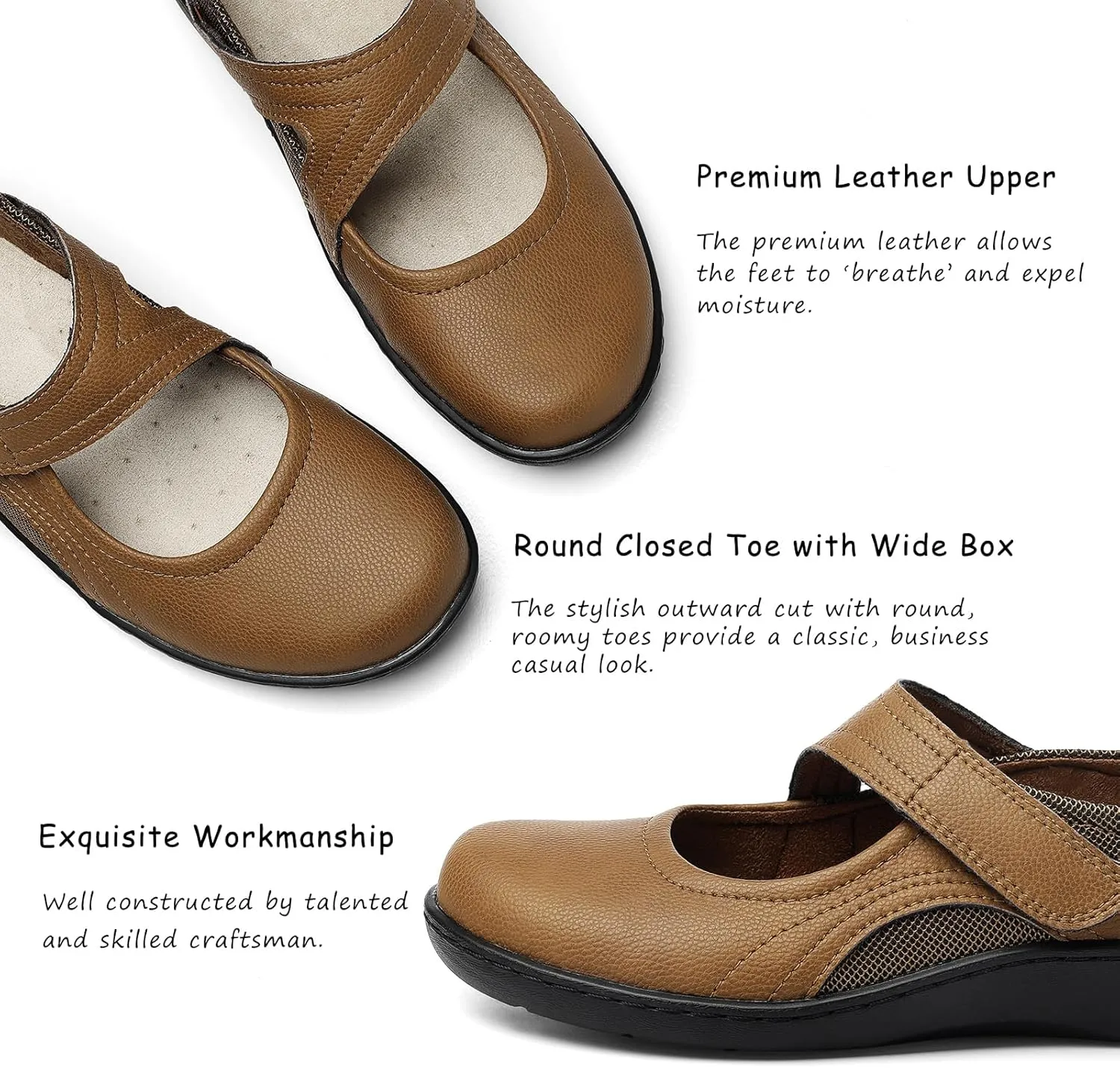 Women's Classic Comfort Mary Jane Flats Fashion Casual Dress Shoes Cute Closed Toe Slip On Lightweight Breathable Walking Shoes