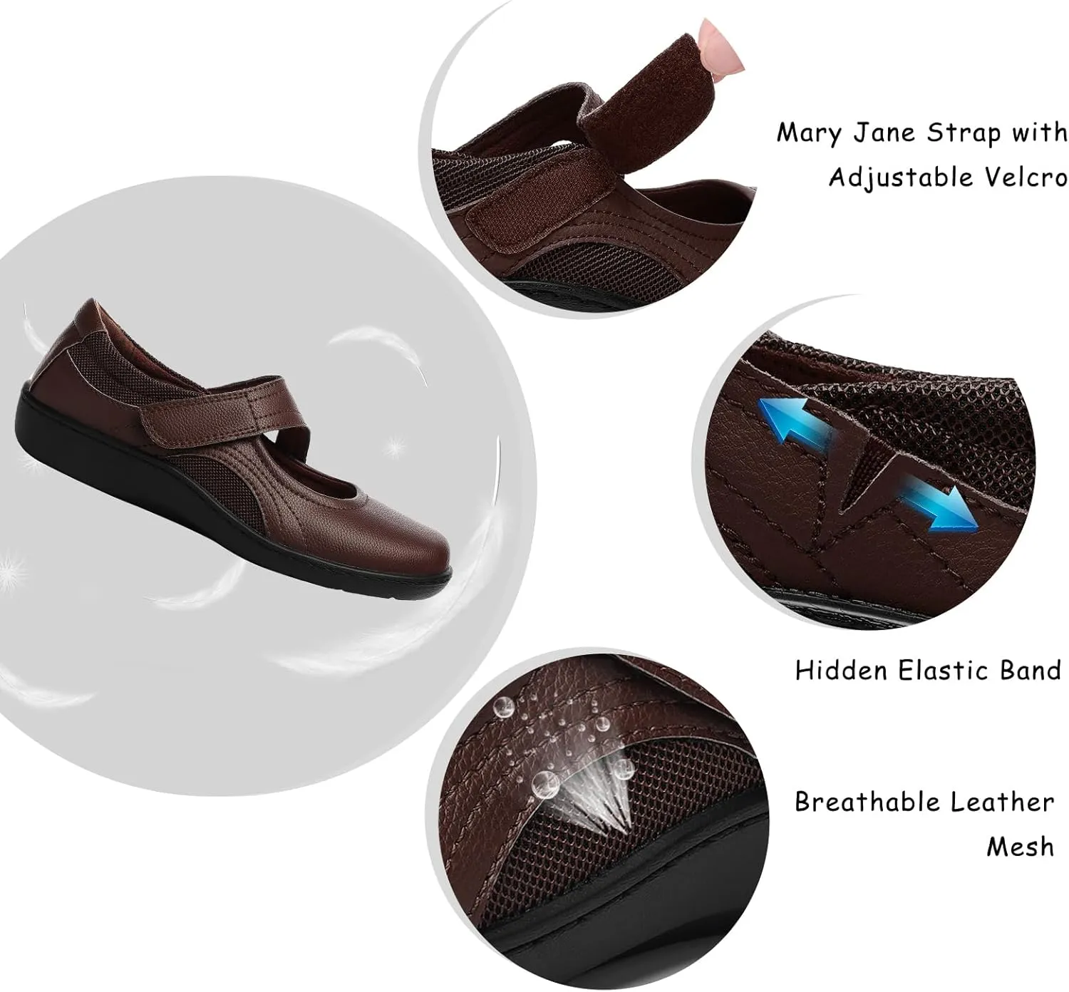Women's Classic Comfort Mary Jane Flats Fashion Casual Dress Shoes Cute Closed Toe Slip On Lightweight Breathable Walking Shoes