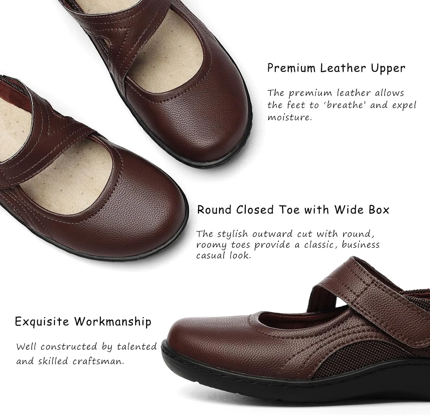 Women's Classic Comfort Mary Jane Flats Fashion Casual Dress Shoes Cute Closed Toe Slip On Lightweight Breathable Walking Shoes