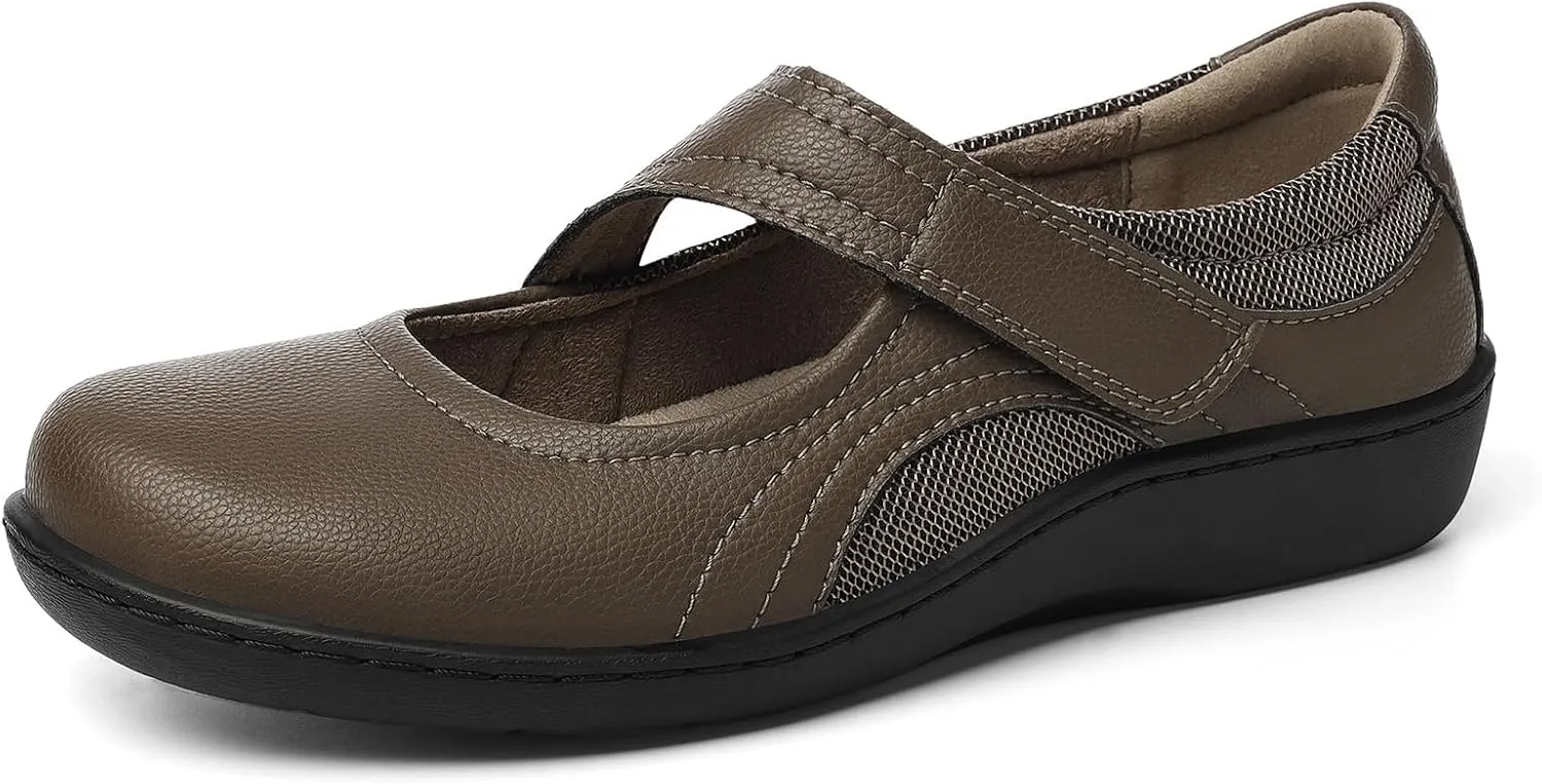Women's Classic Comfort Mary Jane Flats Fashion Casual Dress Shoes Cute Closed Toe Slip On Lightweight Breathable Walking Shoes