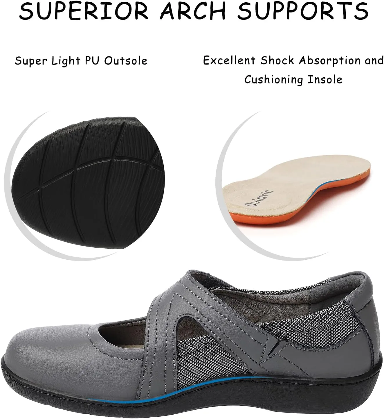 Women's Classic Comfort Mary Jane Flats Fashion Casual Dress Shoes Cute Closed Toe Slip On Lightweight Breathable Walking Shoes