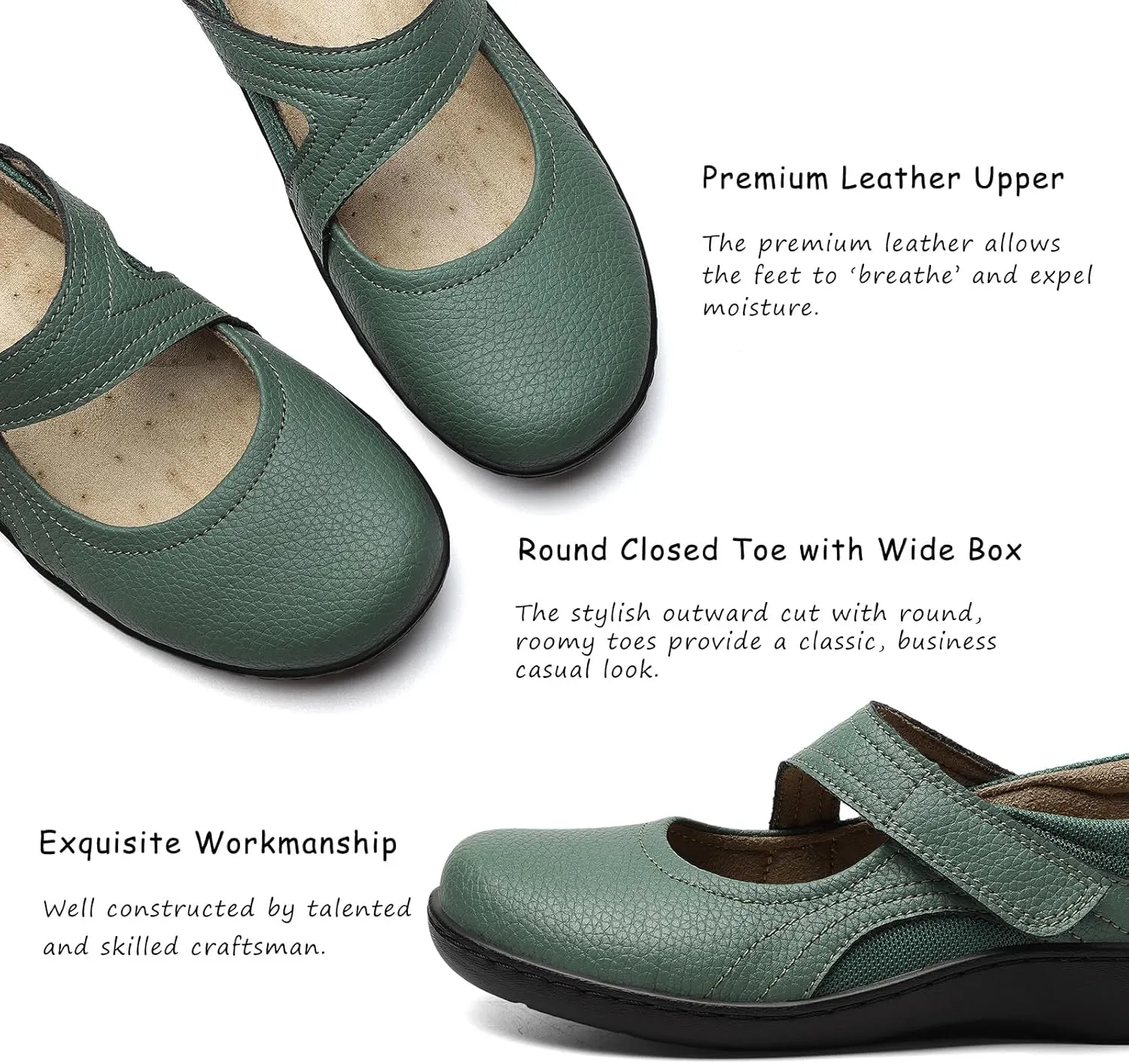 Women's Classic Comfort Mary Jane Flats Fashion Casual Dress Shoes Cute Closed Toe Slip On Lightweight Breathable Walking Shoes