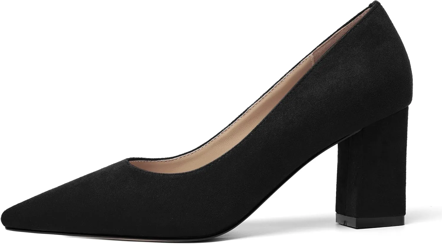 Womens Dress Pointed Toe Slip On Suede Dating Block High Heel Pumps Shoes 3 Inch