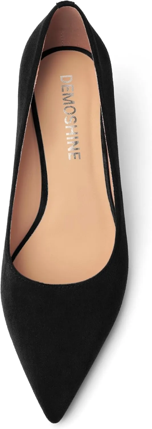 Womens Dress Pointed Toe Slip On Suede Dating Block High Heel Pumps Shoes 3 Inch