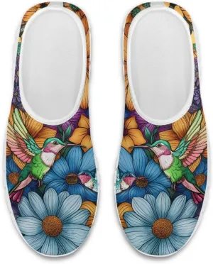 Women's Fashion Sneakers Lightweight Walking Casual Slip Ons Comfortable Flower Print Athletic Travel Shoes