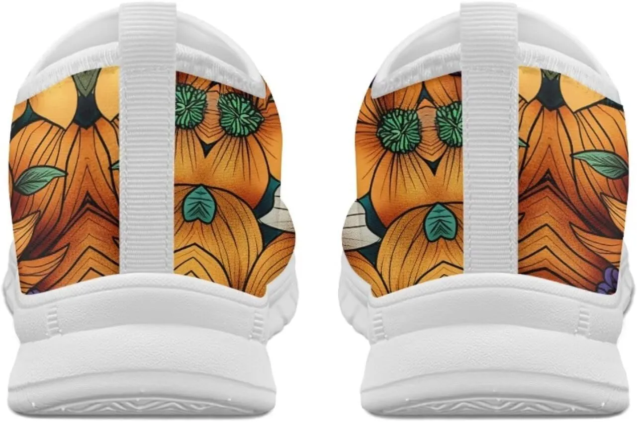 Women's Fashion Sneakers Lightweight Walking Casual Slip Ons Comfortable Flower Print Athletic Travel Shoes