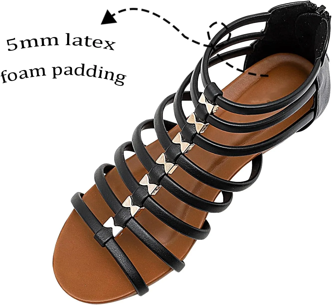 Womens Gladiator Sandals Zipper Strappy Wedge Sandal Roman Shoes For girls