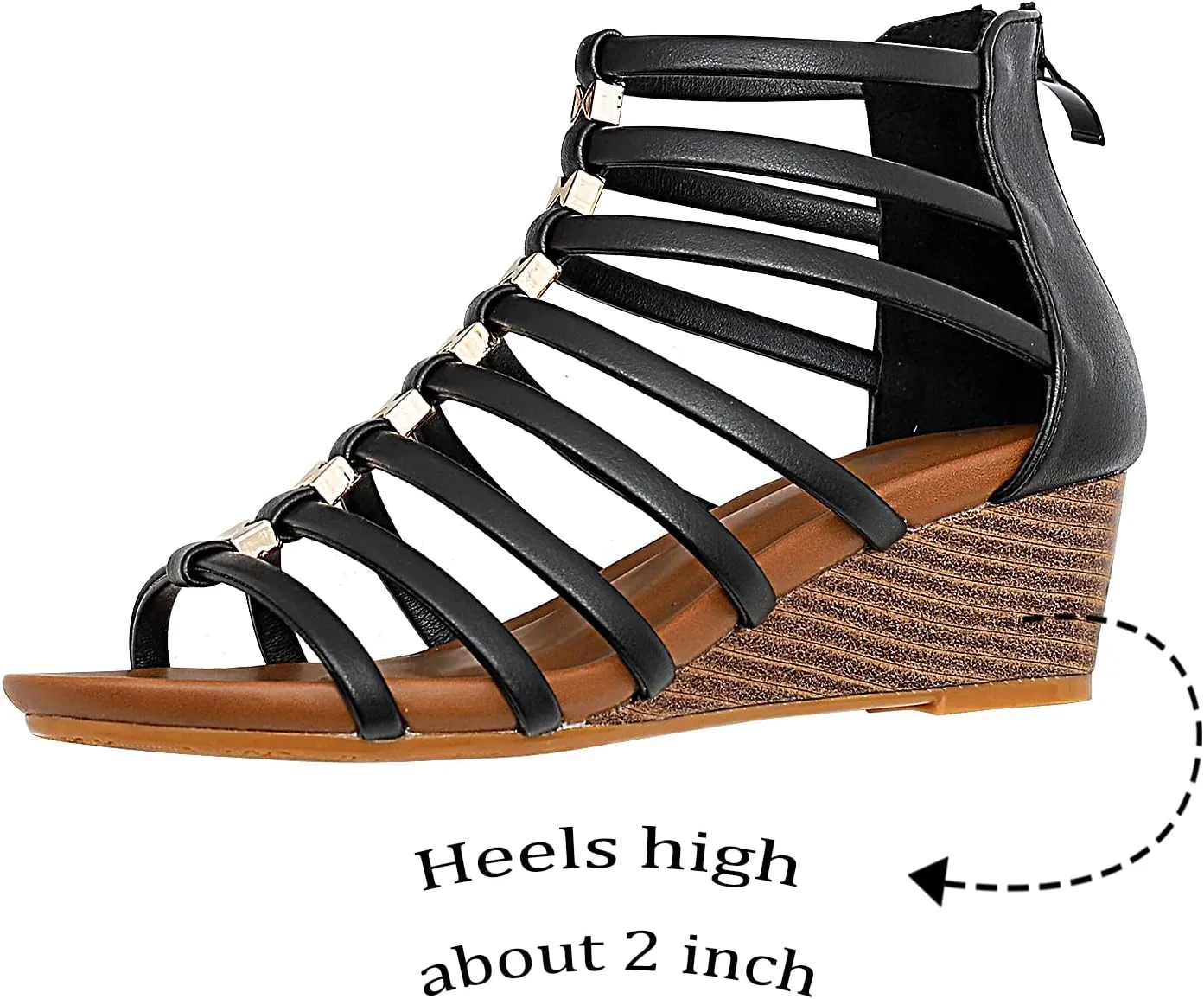 Womens Gladiator Sandals Zipper Strappy Wedge Sandal Roman Shoes For girls