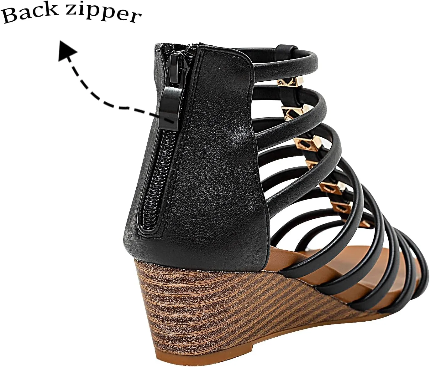 Womens Gladiator Sandals Zipper Strappy Wedge Sandal Roman Shoes For girls