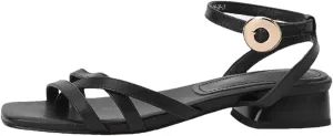 Womens Lace-Up Back Strap Flat Heel Open Side Vamp Gladiator Sandals Cow Leather Buckle Detail Casual Summer Sandals