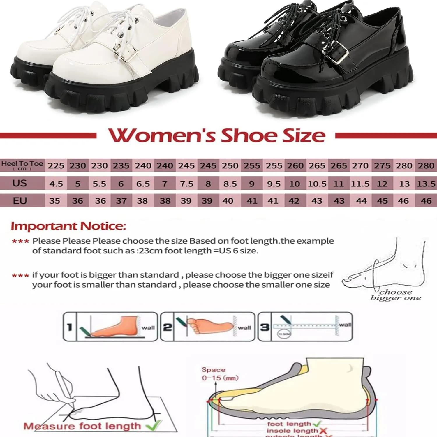 Women's Leather British Style Chunky Creeper Oxford Shoes,Lace-Up Glossy Buckle Strap Wingtip Brogues,Oiffce Dress Shoes