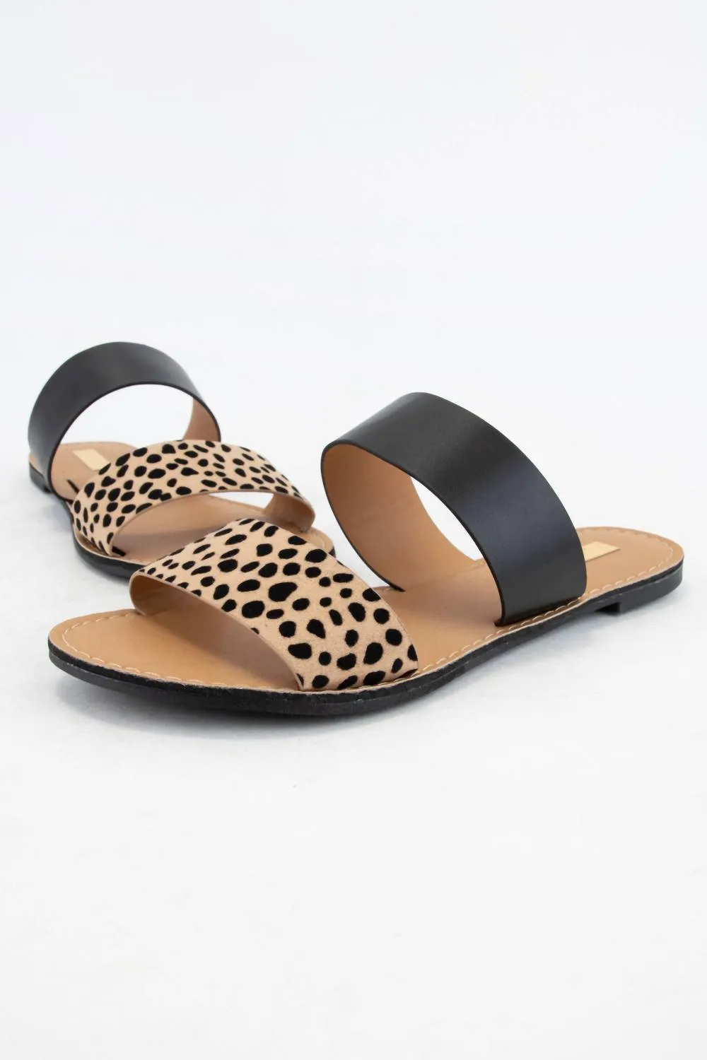 Women's Leopard Slide Sandal In Black Leopard