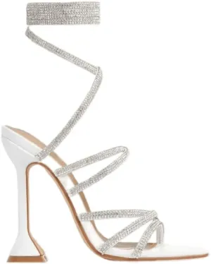 Women's Open Toe High Heel Rhinestone Lace Up Sandals