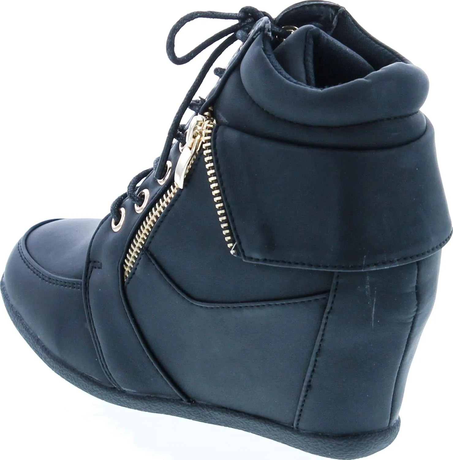 Womens Peter-30 Lace Up Hidden Wedge High Top Fashion Sneakers