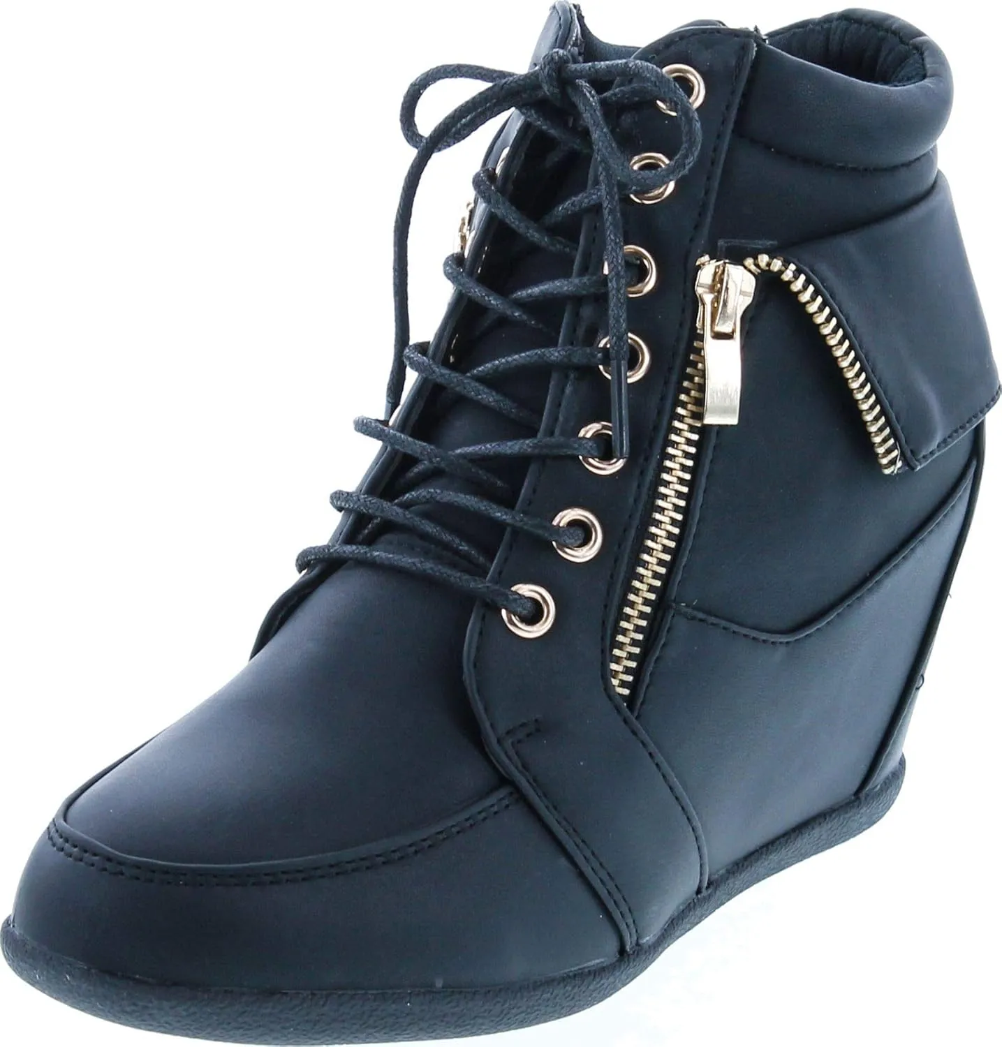 Womens Peter-30 Lace Up Hidden Wedge High Top Fashion Sneakers
