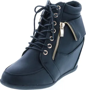 Womens Peter-30 Lace Up Hidden Wedge High Top Fashion Sneakers