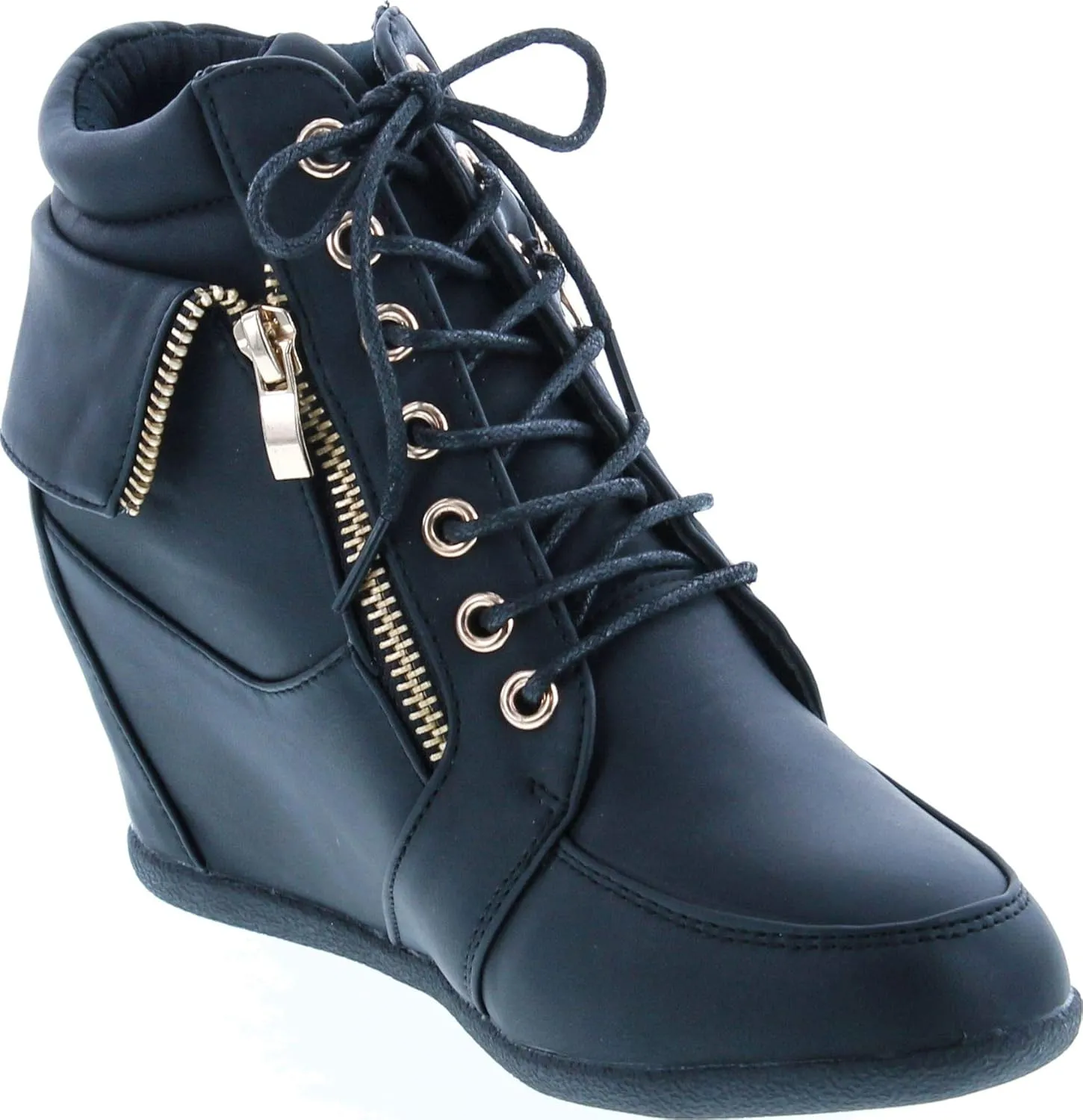 Womens Peter-30 Lace Up Hidden Wedge High Top Fashion Sneakers