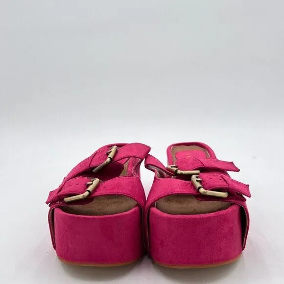 Women’s Pink Open Toe backless Espadrille Casual Flatform Platform Wedge Sandals