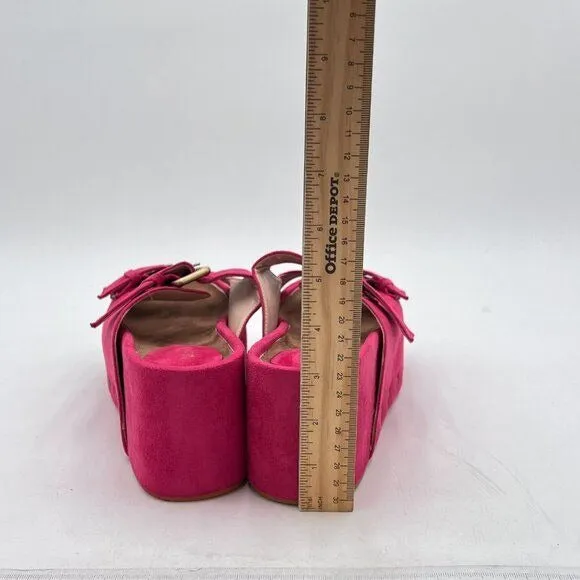 Women’s Pink Open Toe backless Espadrille Casual Flatform Platform Wedge Sandals
