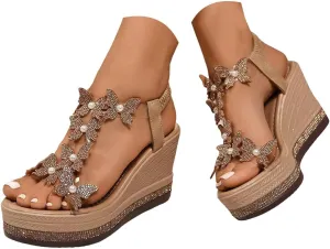 Womens Sandals Arch Support Wedge Sandals, Summer Casual Beach Shoes for Everyday Walking, Travel Beach Walking Shoes