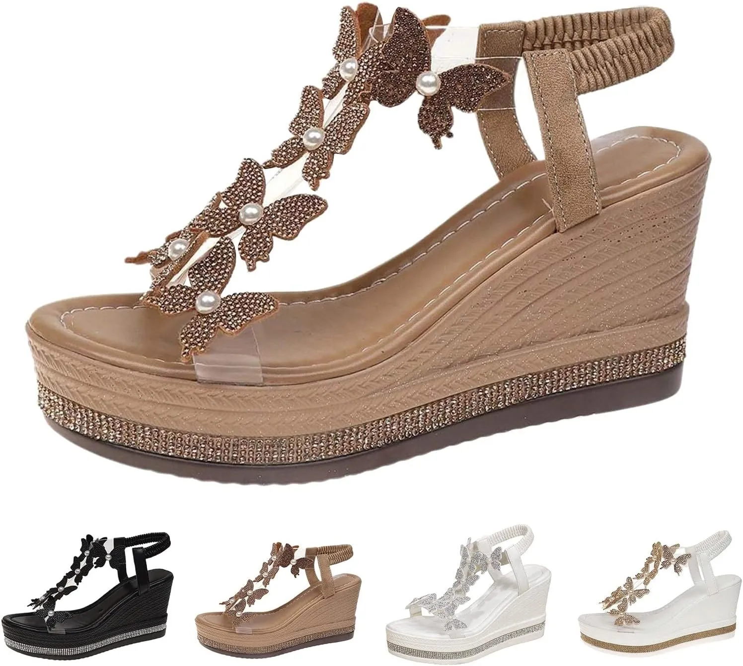 Womens Sandals Arch Support Wedge Sandals, Summer Casual Beach Shoes for Everyday Walking, Travel Beach Walking Shoes