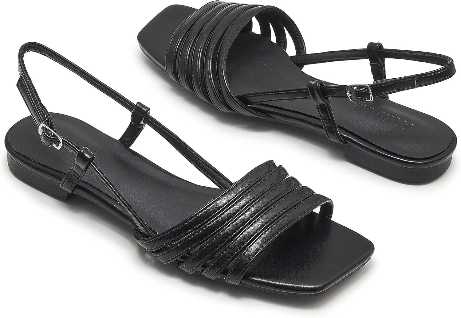 Women's Slingback Flats Sandals Open Square Toe Adjustable Ankle Strap Gladiator Flat-Sandal Summer Dresssy Cute Low Heel Shoes