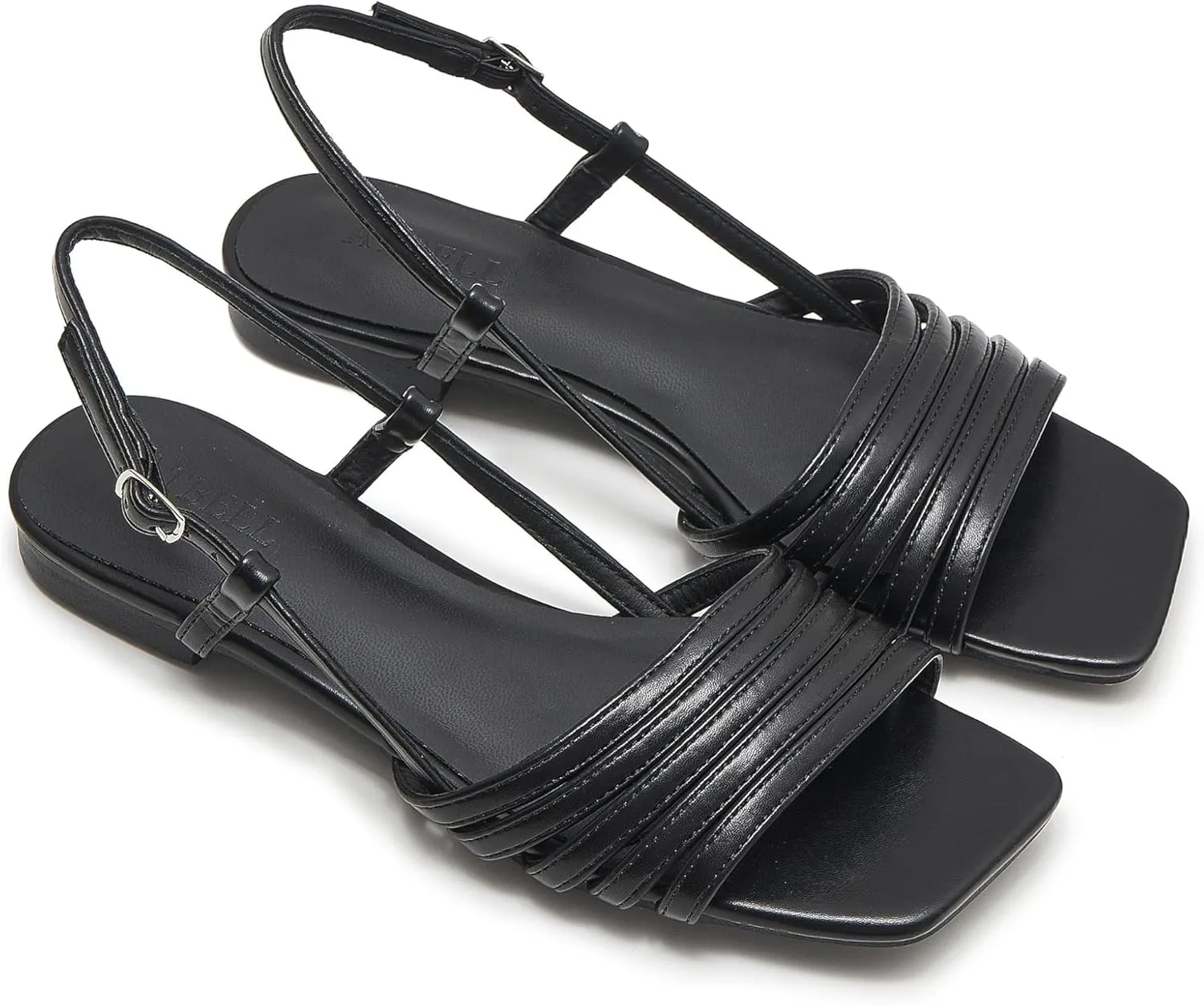 Women's Slingback Flats Sandals Open Square Toe Adjustable Ankle Strap Gladiator Flat-Sandal Summer Dresssy Cute Low Heel Shoes