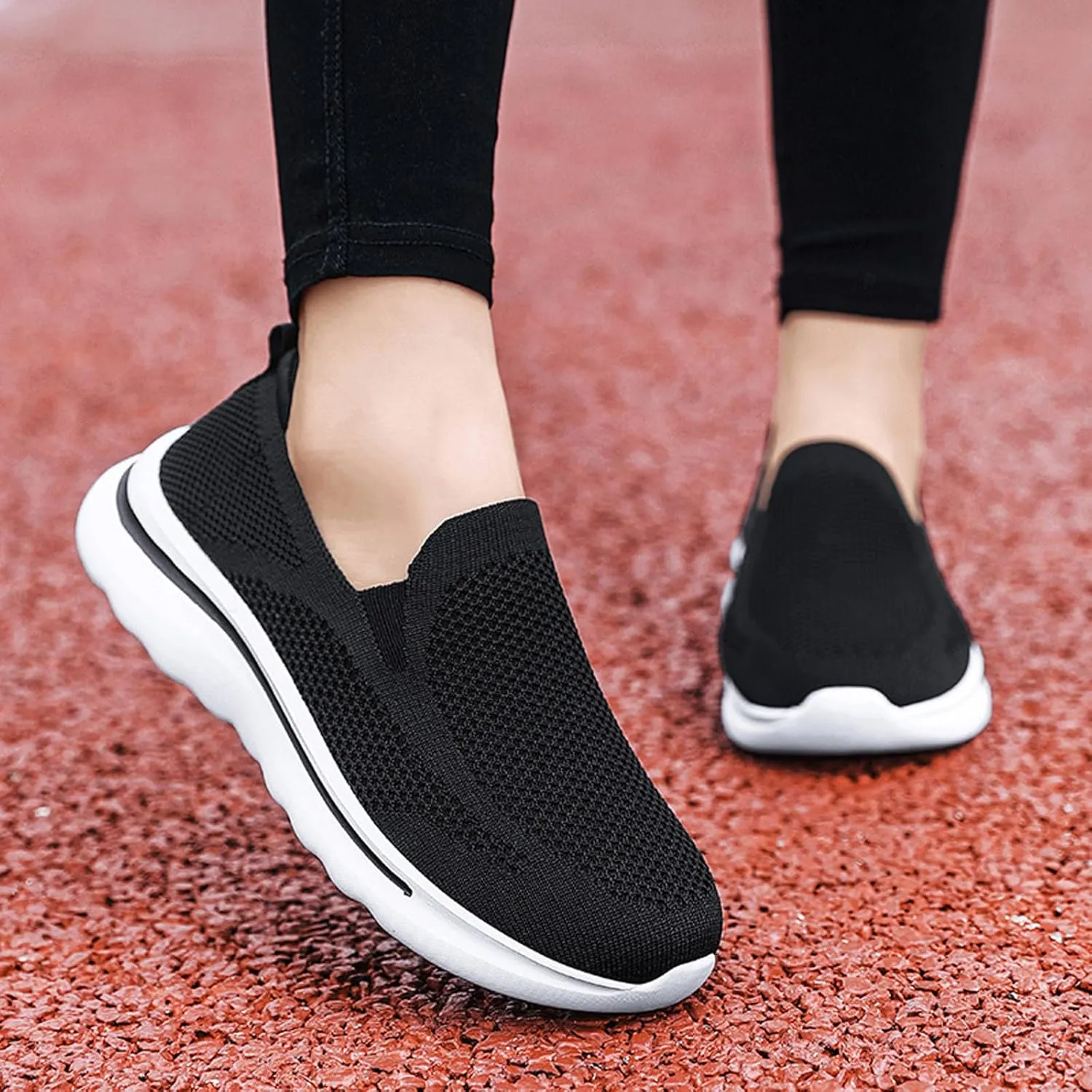 Women's Slip On Mesh Casual Walking Sneakers Comfortable Breathable Soft Sole Non-Slip Running Jogging Shoes