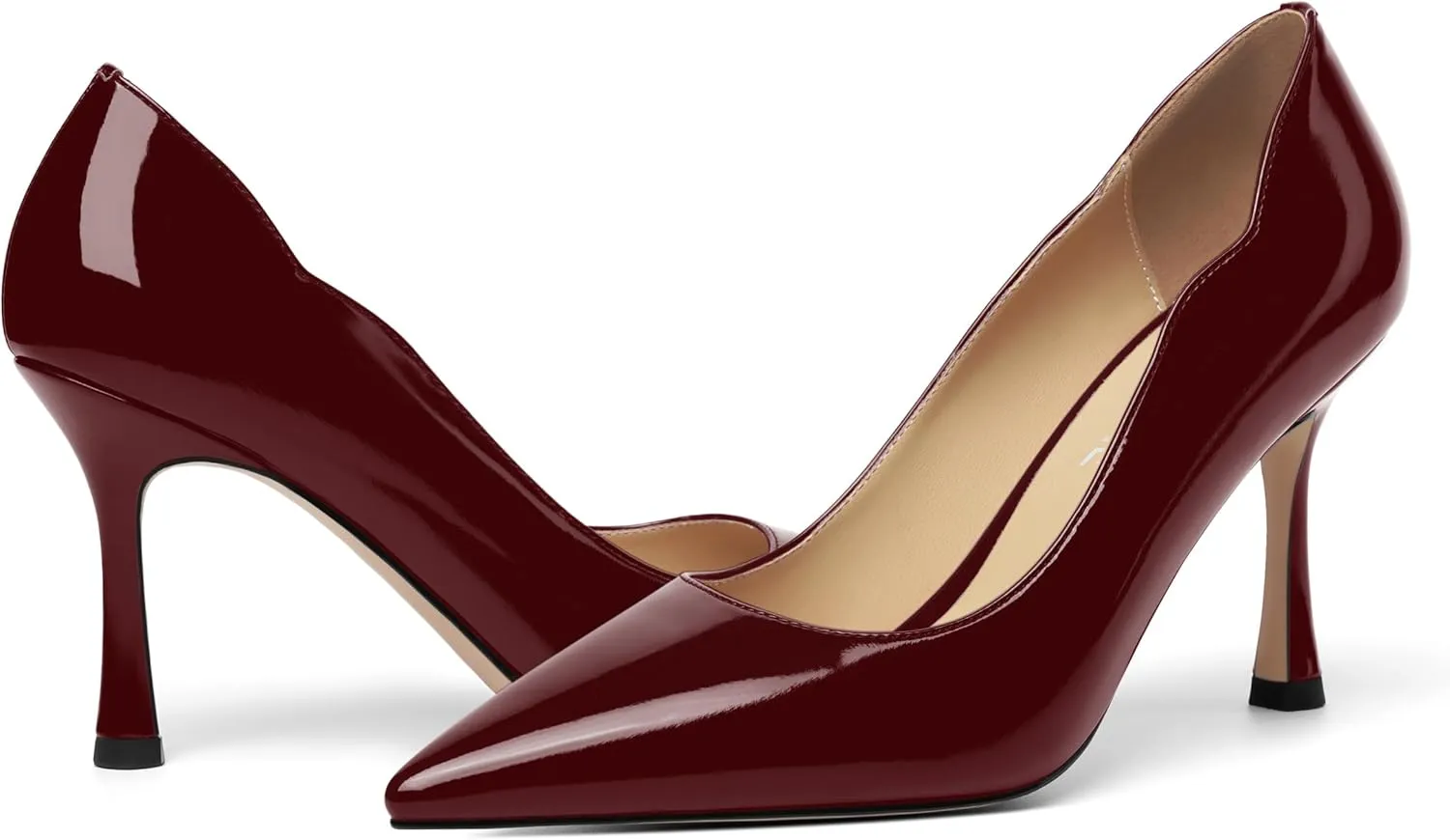 Womens Slip On Wedding Dress Pointed Toe Patent Stiletto High Heel Pumps Shoes 3.3 Inch